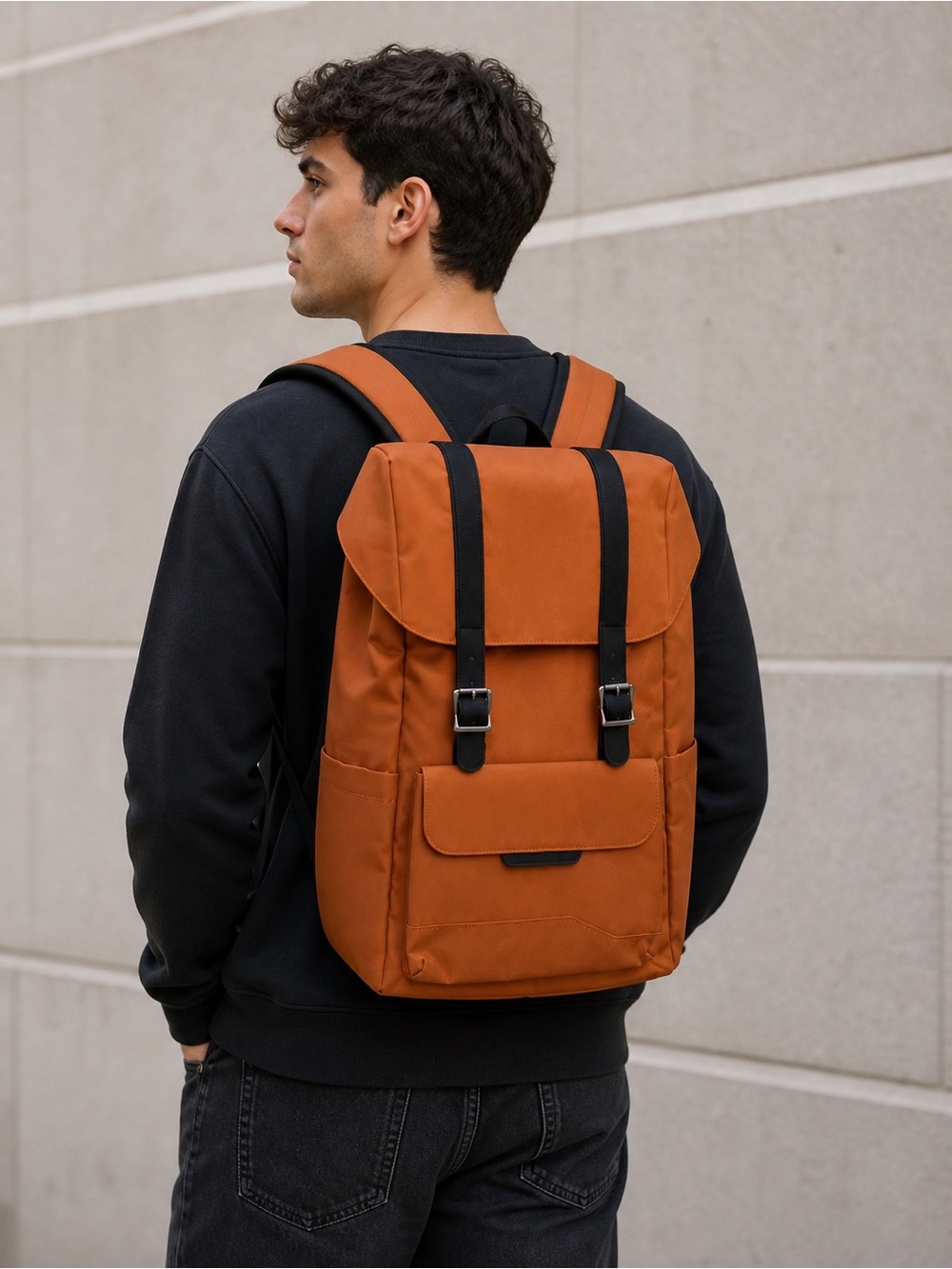 Open story Orange Backpack with Black Straps